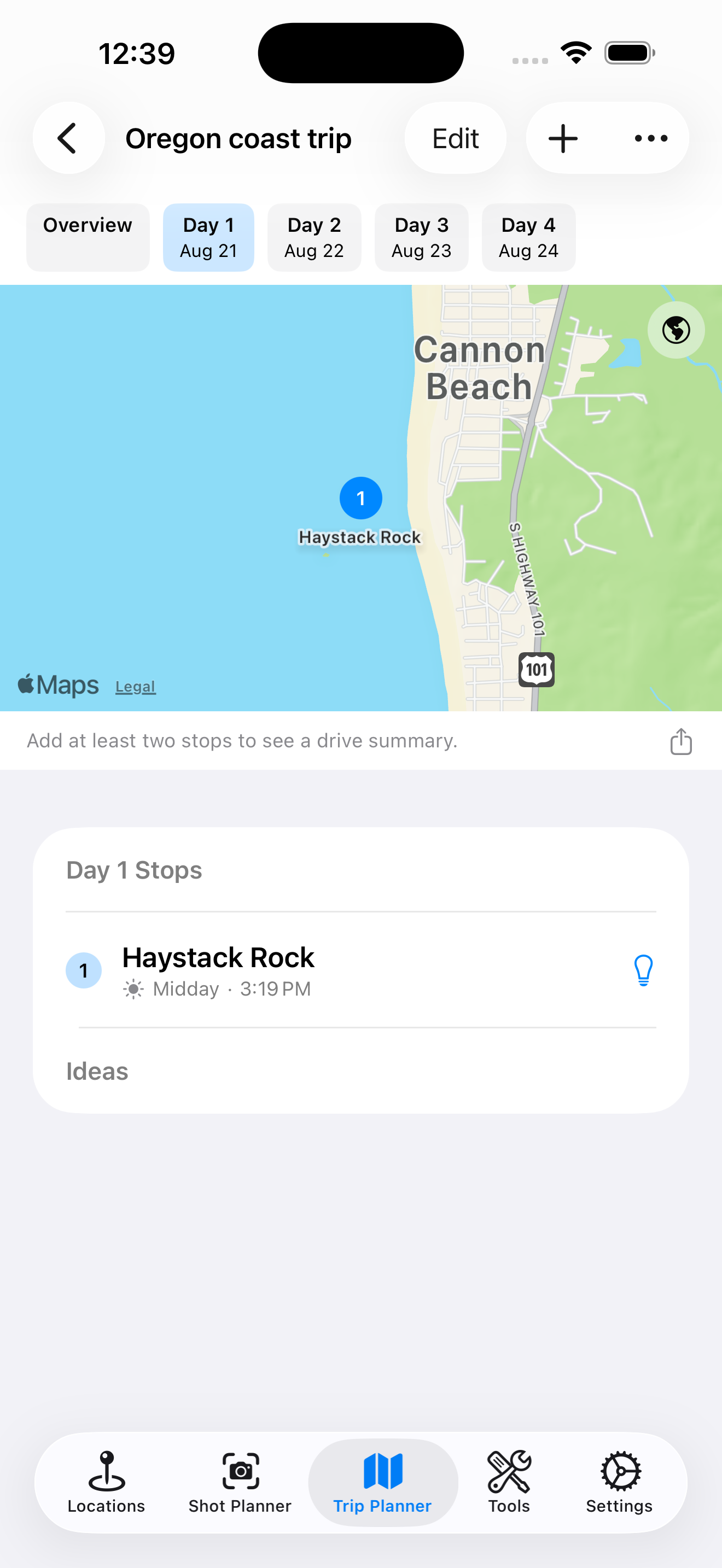 A single day's itinerary with a real stop, Haystack Rock in Cannon Beach